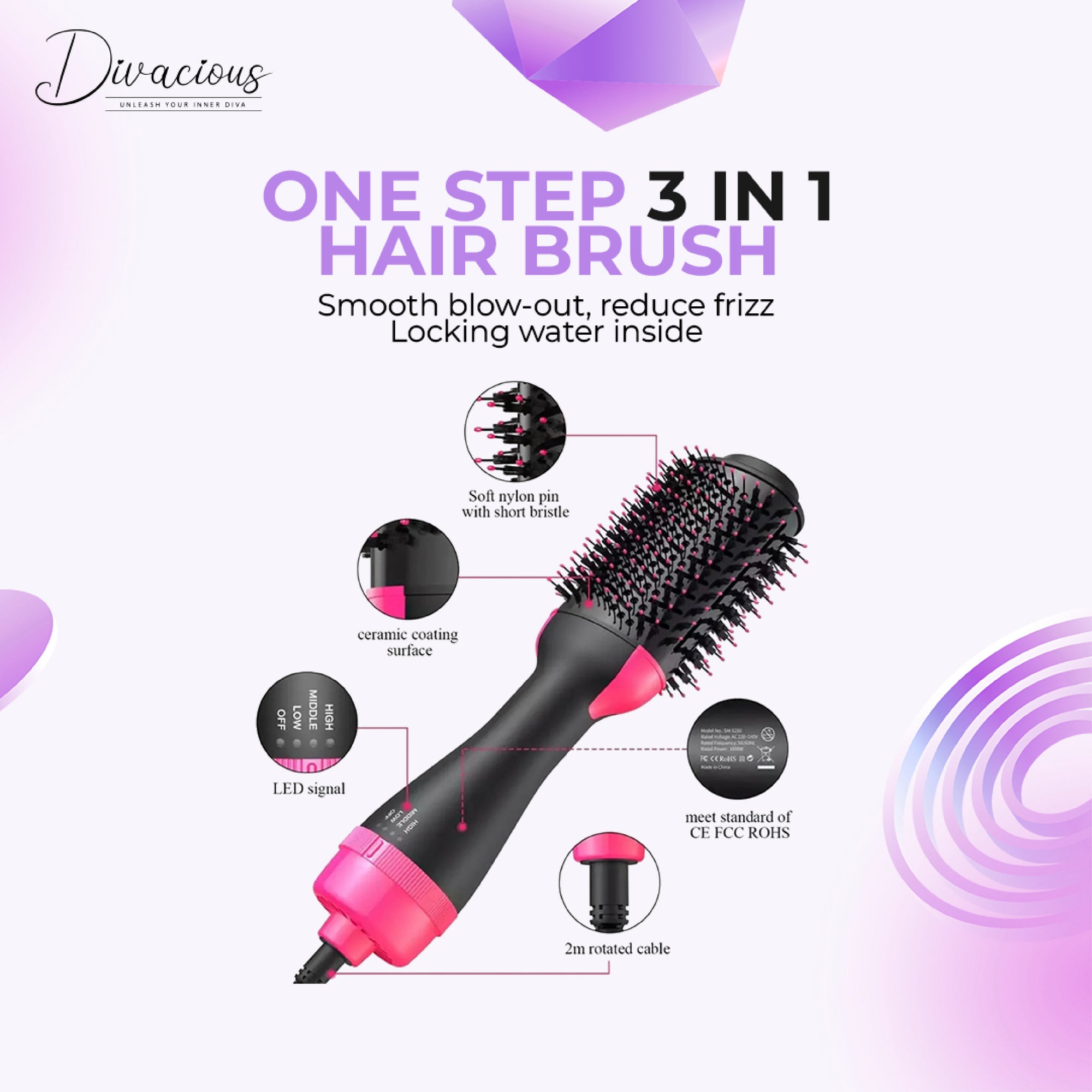 One Step Hot Air Brush (Dryer + Styler)