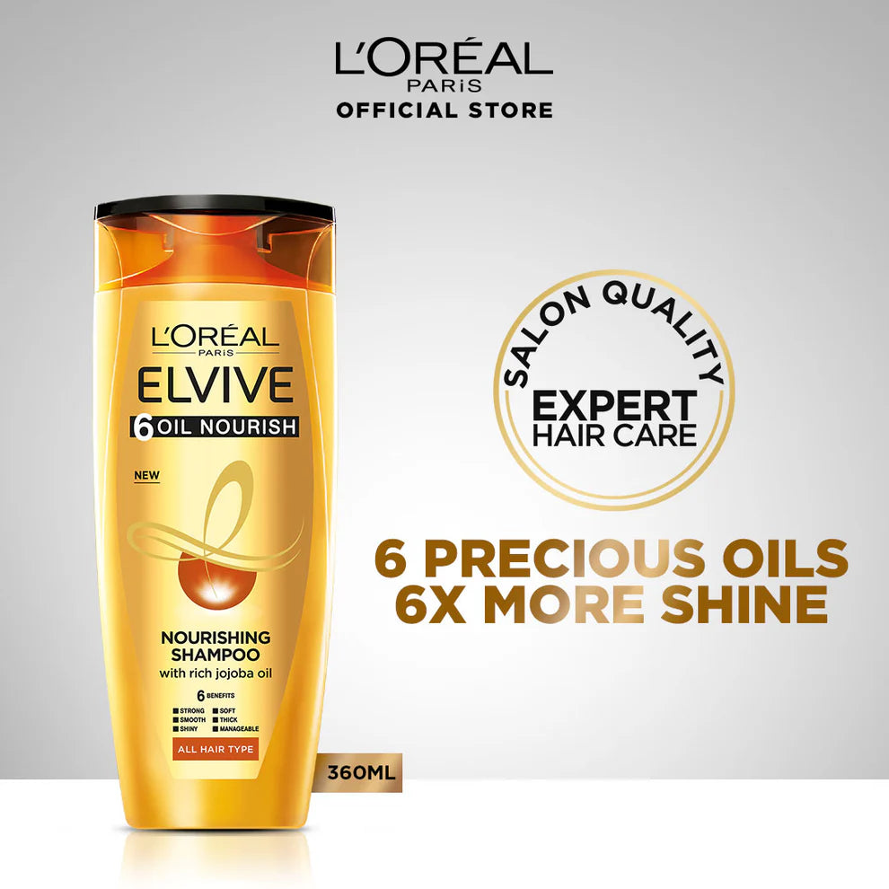 Open media 1 in modal L'Oreal Paris Elvive 6 Oil Nourish Shampoo 360 Ml - For Dull & Dry.