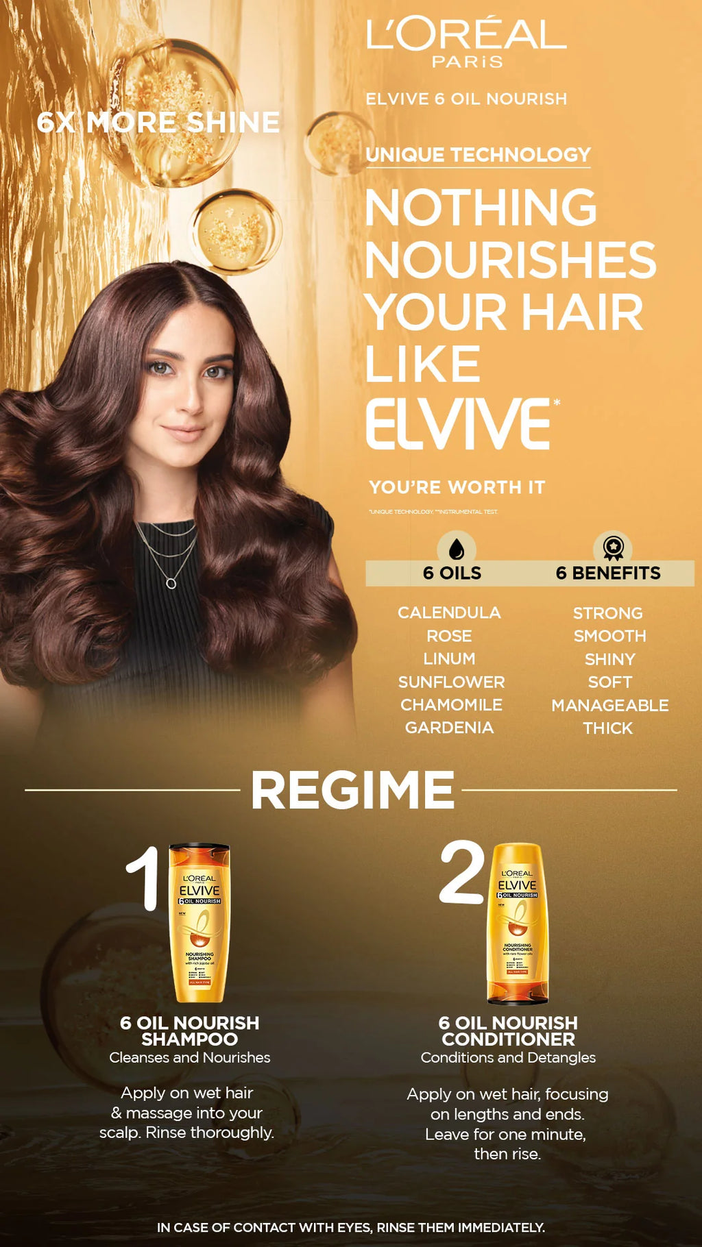 Open media 1 in modal L'Oreal Paris Elvive 6 Oil Nourish Shampoo 360 Ml - For Dull & Dry.