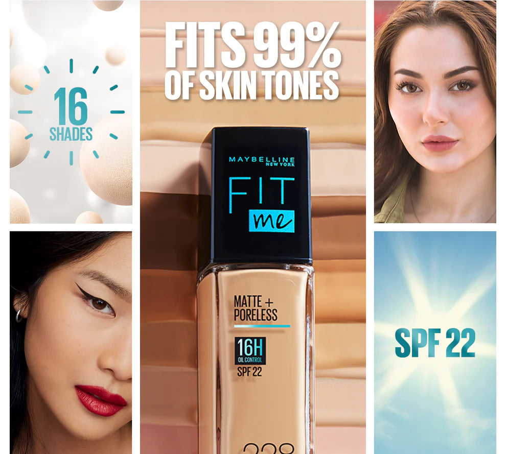 Maybelline Ny New Fit Me Matte + Poreless Liquid Foundation Spf 22 - 130 Buff Beige 30Ml - For Normal To Oily Skin