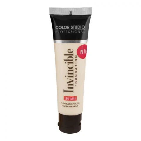 Color Studio - Invincible Foundation Shade Porcelain - N10- Flawless Photo Finish Makeup