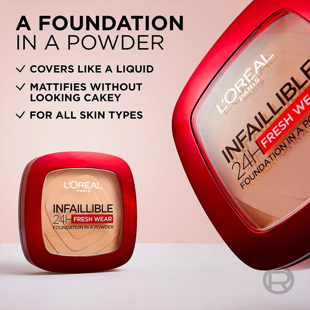L'Oreal Paris - Infallible 24H Fresh Wear Breathable Liquid Foundation in Powder - 130 True Beige